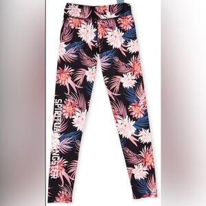 Spiritual Gangster Girls 8 Black with Pink Tropical Floral Leggings